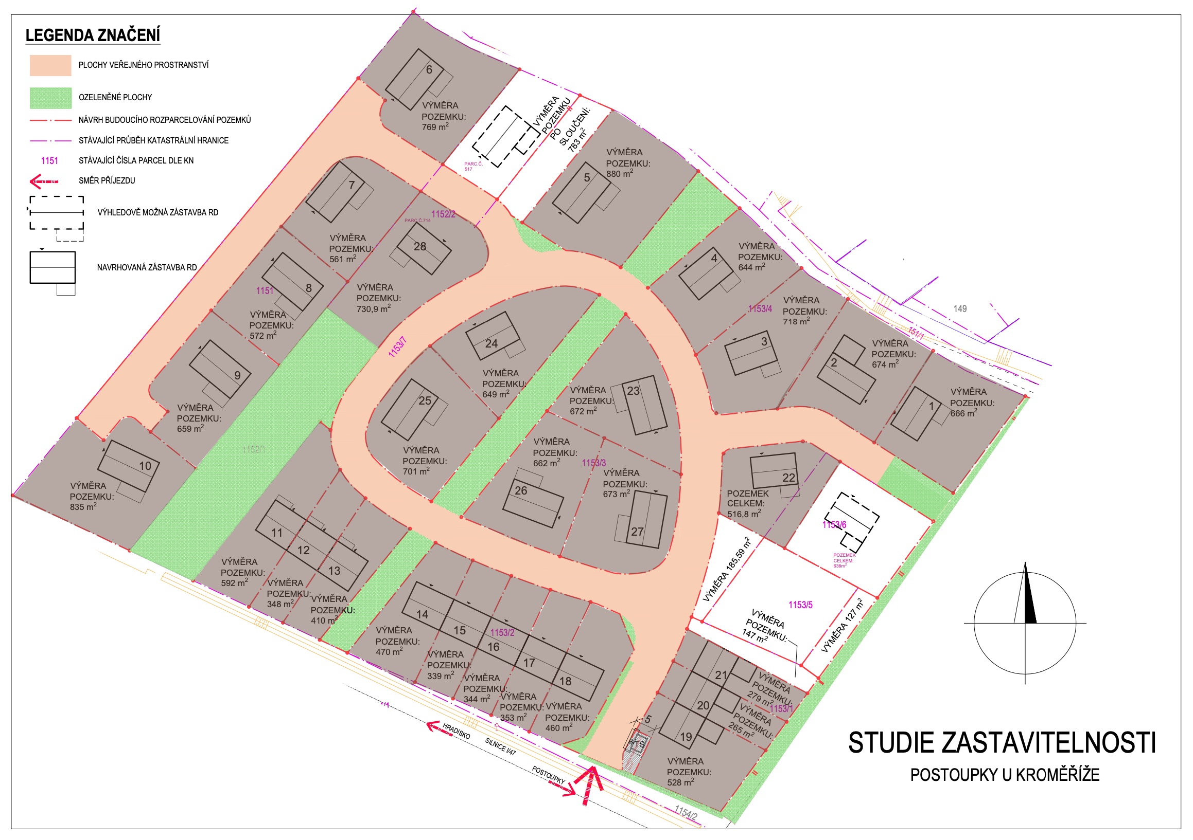 Prodej stavebního pozemku 265 m² Kroměříž 